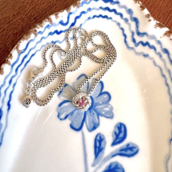 Retired David Yurman Petite Infinity Necklace in Pink Tourmaline & Pave Diamonds - Picture 13 of 15